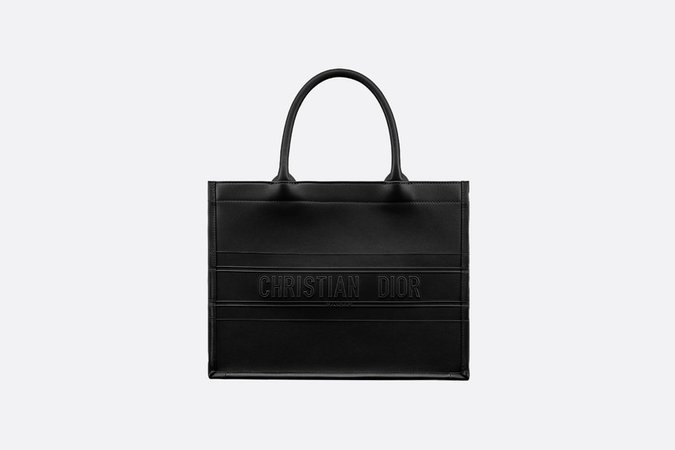 Small Dior Book Tote Black Calfskin - Bags - Women's Fashion | DIOR