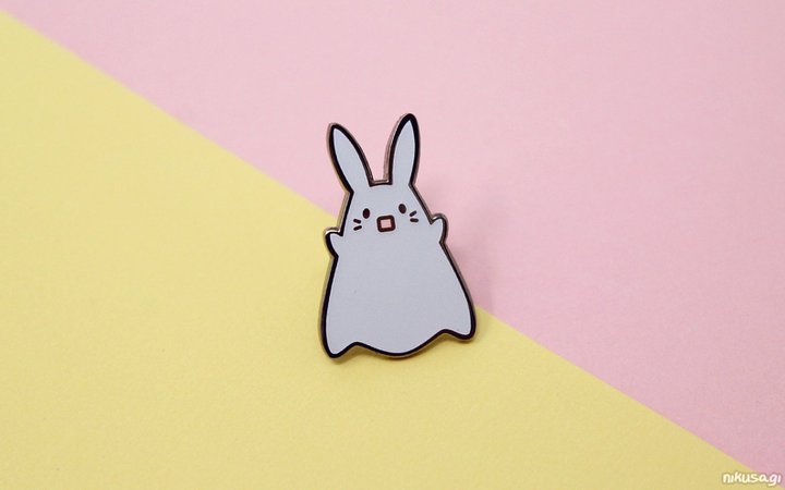 1.125 kawaii ghost bunny hard enamel pin glow in the | Etsy