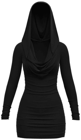 black hooded dress