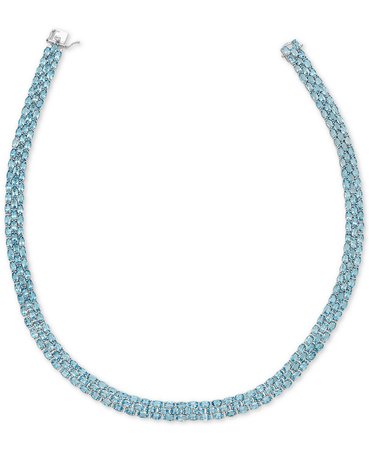 Macy's Sterling Silver Blue Topaz Collar Necklace