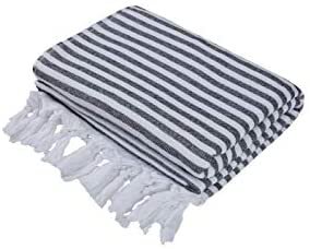 Amazon.com: InfuseZen Turkish Towel - Thin and Absorbent Peshtemal Beach Bath Towels - 100% Cotton Oversized Hammam Fouta - XL 71 inches x 37 inches Lightweight Pool, Gym Travel Towel, Terry Cloth Backing (Black): Home & Kitchen