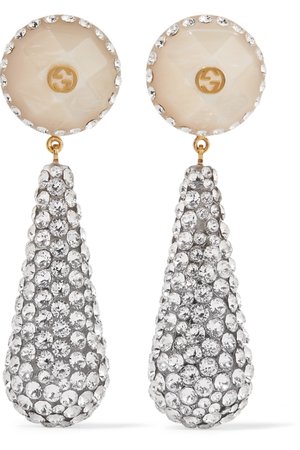 Gucci | Gold-plated, resin and crystal earrings | NET-A-PORTER.COM