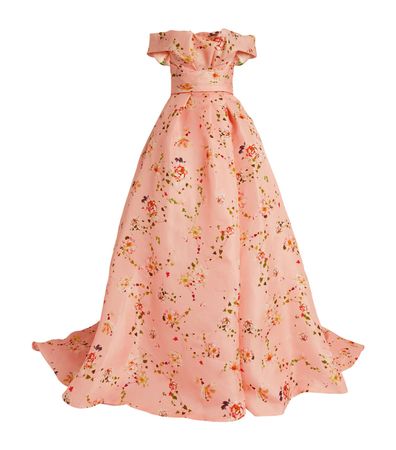 Womens Monique Lhuillier pink Silk Floral Off-The-Shoulder Gown | Harrods # {CountryCode}