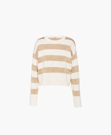 Lurex and cashmere striped sweater White/gold | Miu Miu