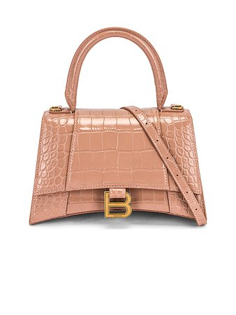 Balenciaga Small Hourglass Top Handle Bag in Nude | FWRD
