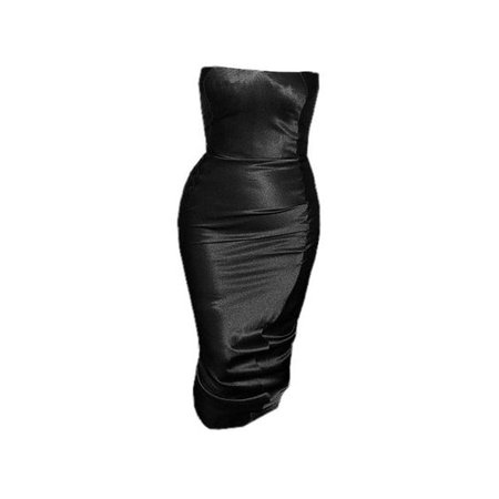 *clipped by @luci-her* Black Shantung Tube Midi Dress