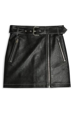 Topshop Faux Leather Miniskirt black