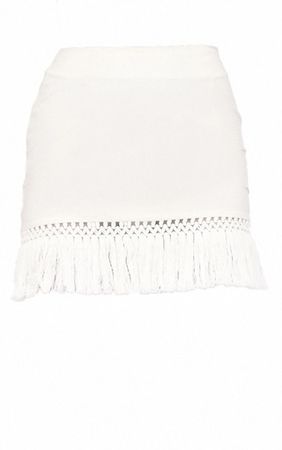 Stone Tassel Fringe Hem Detail Mini Skirt | PrettyLittleThing USA