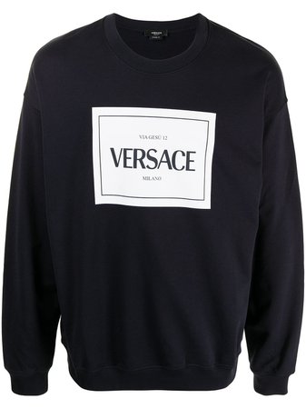 Versace Box Logo Cotton Sweatshirt - Farfetch