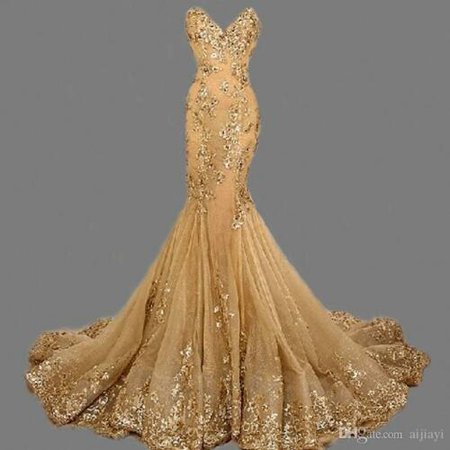 New Mermaid Gold Evening Dress Long Bead Party Prom Pageant Formal Gown | eBay