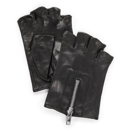 Black Leather Fingerless Gloves