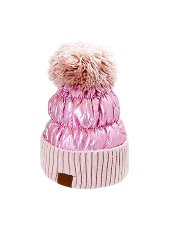 chrome pink beanie hats pompom