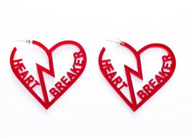red heart breaker earrings
