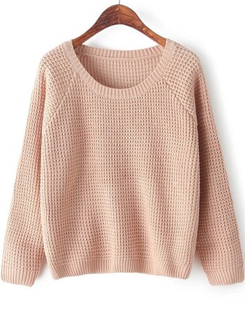 Pink Round Neck Long Sleeve Chunky Sweater | SHEIN