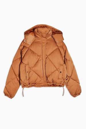 CONSIDERED Brown Quilted Puffer Jacket With Recycled Wadding | Topshop