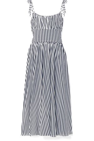 MDS Stripes | Charlotte gathered striped cotton-jersey midi dress | NET-A-PORTER.COM