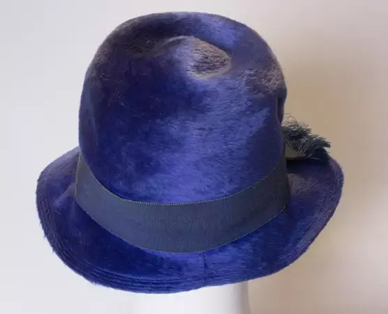 Vintage Blue Hat with Grossgrain Ribbon For Sale at 1stDibs