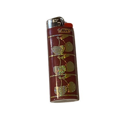 red and gold holographic cherry big lighter