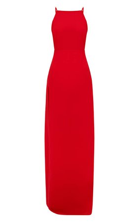 PLT Red Strappy Back Chiffon Maxi Dress