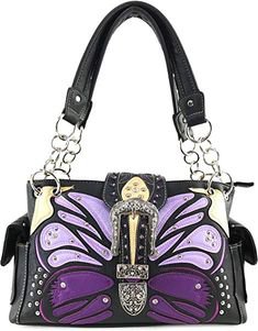 purple butterfly western bag