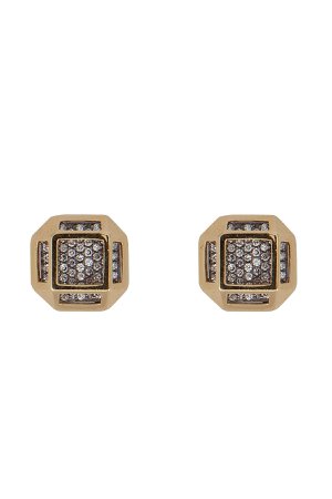 18kt Gold Cube Cage Earrings with Diamonds Gr. One Size
