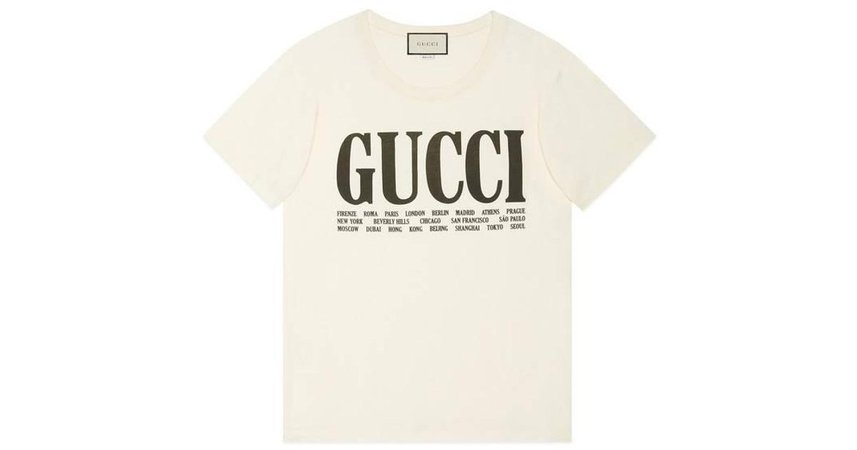 Gucci Women's White Oversize T-shirt With Cities Print