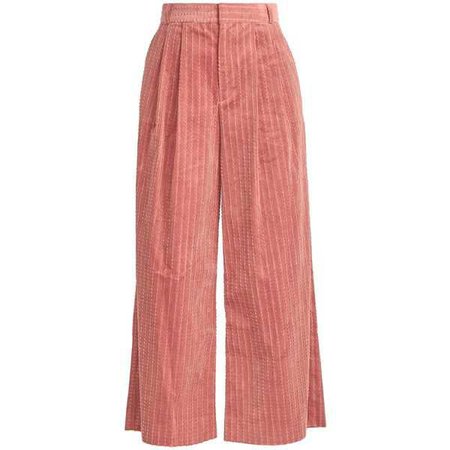 Pink wide-leg corduroy trousers