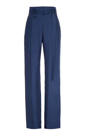 Sally LaPointe Silky Twill High Waisted Belted Pant