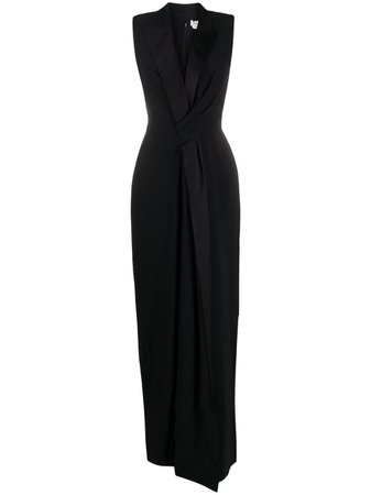 Shop black Alexander McQueen satin-trim long dress with Express Delivery - Farfetch