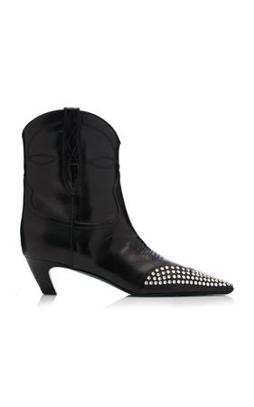 Dallas Crystal-Embellished Leather Ankle Boots By Khaite | Moda Operandi