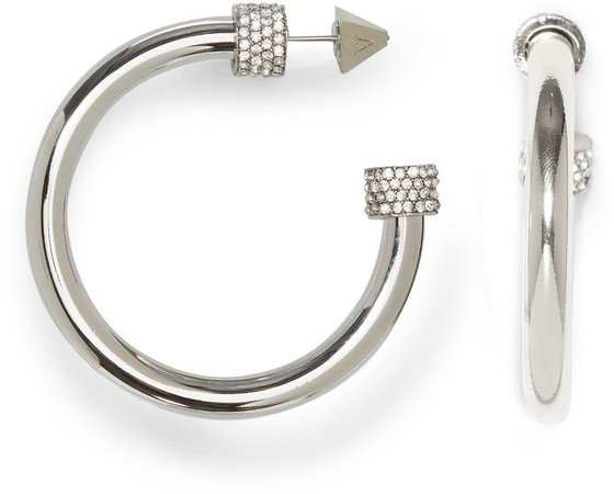 Jeweled-Tip Hoop Earrings