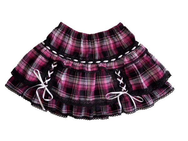black pink plaid skirt