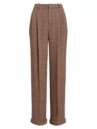 Shop Polo Ralph Lauren Pleated Houndstooth Tweed Pants | Saks Fifth Avenue