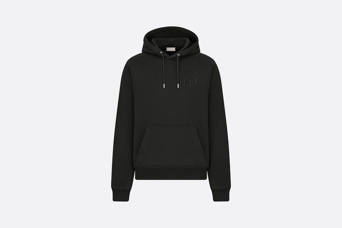 'CD Icon' Hooded Sweatshirt Black Cotton Fleece | DIOR