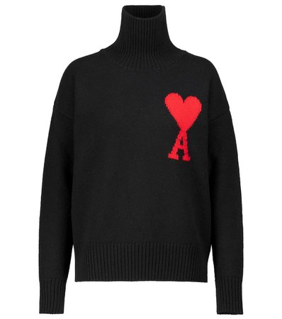 Ami Paris - Ami de Cœur wool turtleneck sweater | Mytheresa