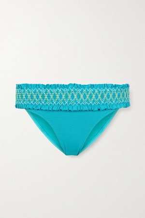 Aruba Smocked Bikini Briefs - Turquoise
