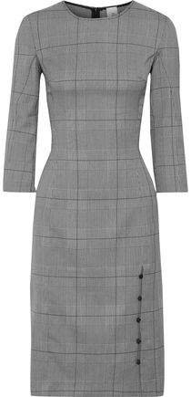 Una Button-detailed Prince Of Wales Checked Jacquard Dress