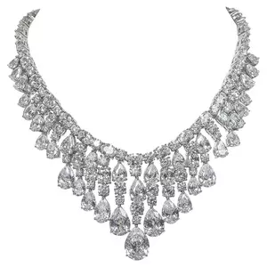 Magnificent Costume Jewelry Diamond Draperie Fringe Necklace