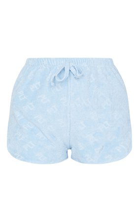 Prettylittlething Blue Towel Beach Shorts | PrettyLittleThing CA