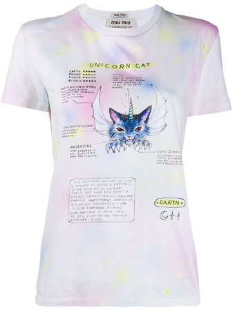 Miu Miu Unicorn Cat Print T-shirt - Farfetch