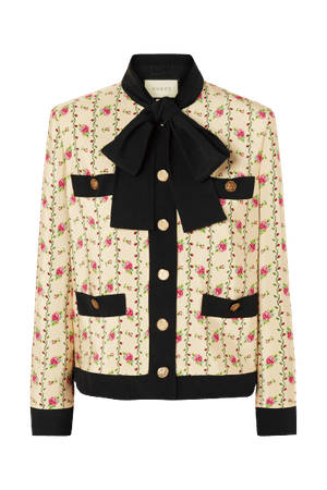 GUCCI Floral-print silk-marocain jacket