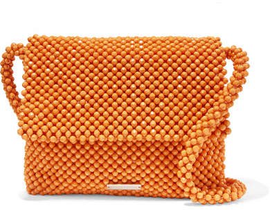 Roz Beaded Satin Shoulder Bag - Orange