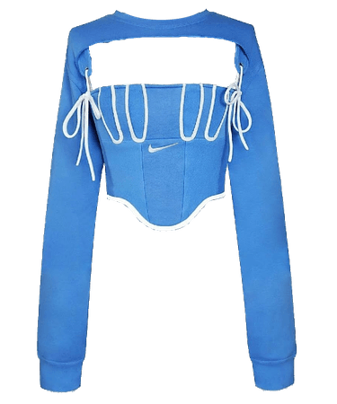 Resalt | Blue and white Sweatshirt Corset Top (Dei5 edit)