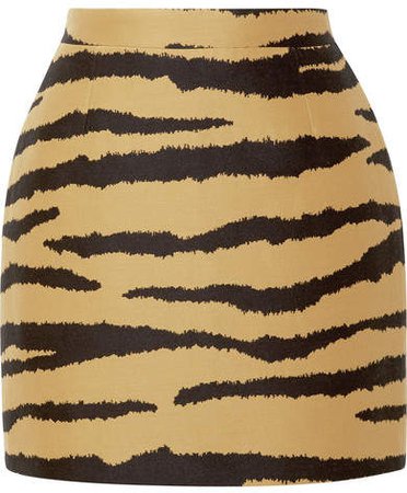 Tiger-print Wool And Silk-blend Jacquard Mini Skirt - Zebra print