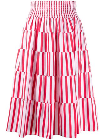 Prada Striped Tiered Midi Skirt Ss20 | Farfetch.com