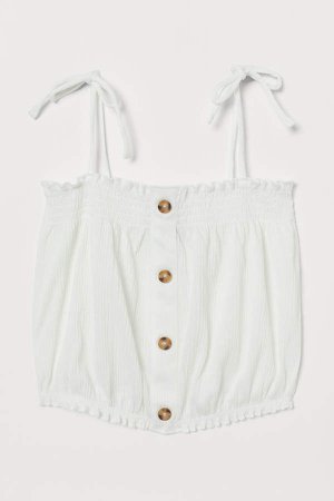 Smocked Camisole Top - White