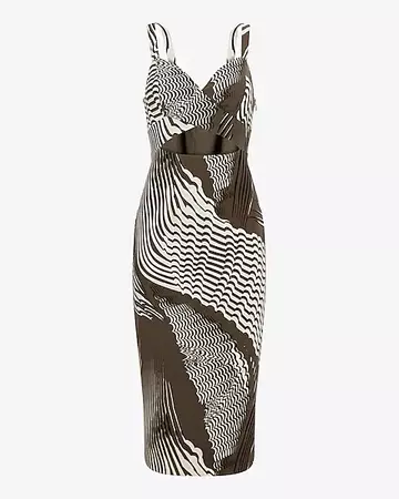 Printed Sweetheart Neckline Cutout Midi Sheath Dress | Express