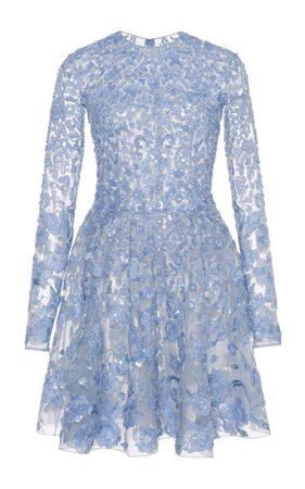 Sequin Embroidered Flared Mini Dress by Zuhair Murad