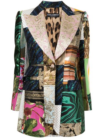 Shop Dolce & Gabbana single-breasted patchwork blazer with Express Delivery - FARFETCH