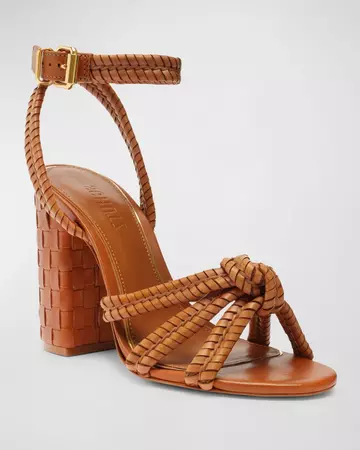 Schutz Kathleen Woven Ankle-Strap Sandals | Neiman Marcus